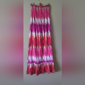 No Boundaries Pink and Orange Maxi A-Line Dress